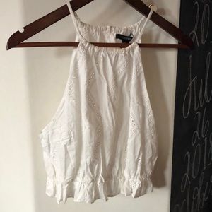 White floral print crop top